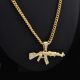 Подвеска автомат АК-47 UZI Supreme кулон в виде золотистого автомата с кристаллами стразы унисекс