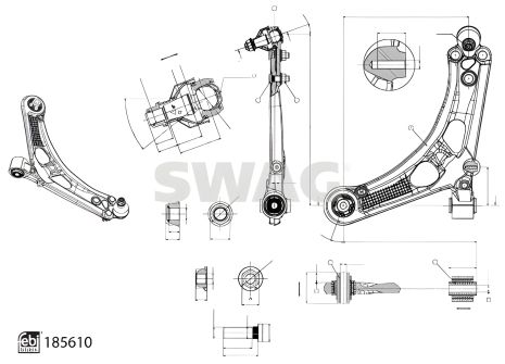 Важіль підвіски для CITROËN BERLINGO, PEUGEOT 408, PEUGEOT PARTNER від SWAG (33110006)