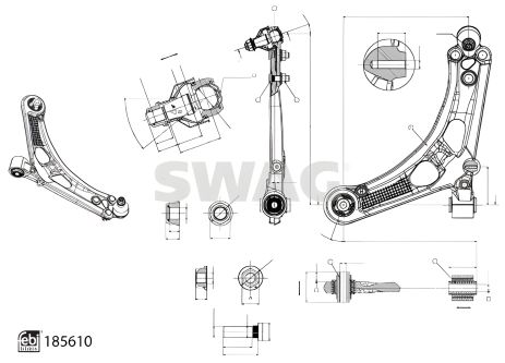 Важіль підвіски для CITROËN BERLINGO, PEUGEOT 408, PEUGEOT PARTNER від SWAG (33110006)