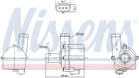 Водяний насос BENTLEY BENTAYGA, PORSCHE MACAN, VW TOUAREG, NISSENS (832121) Надійний