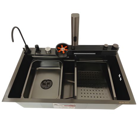 Кухонная мойка PVD черная Valeso Handmade "Водопад" (ДЕКОР) 75х45DF Кухонная мойка PVD черная Valeso Handmade "Водопад" (ДЕКОР) 75х45DF