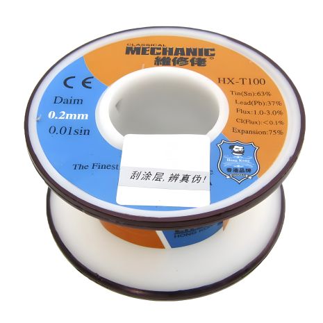 Припій Mechanic HX-T100 0,2 мм, 55 гр, Sn 63%, Pb 37%