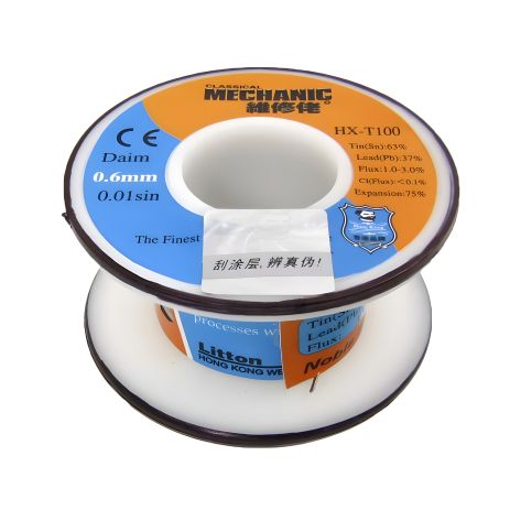 Припій Mechanic HX-T100 0,6 мм, 55 грам, склад Sn 63%, Pb 37%
