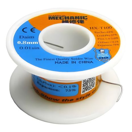 Припій Mechanic HX-T100 діаметром 0,8 мм, 55 гр, склад Sn 63%, Pb 37%