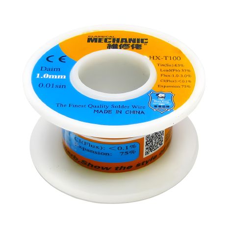 Припій Mechanic HX-T100 діаметром 1,0 мм, 55 гр, Sn 63%, Pb 37%