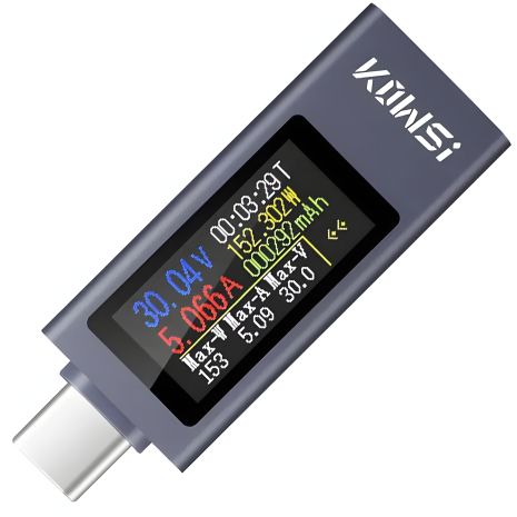 Ударостійкий багатофункціональний USB тестер KOWSI KWS-2302C, Type-C, QC3.0, 4-30V, 12A
