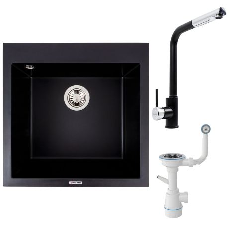 Гранітна мийка 5050 GALAX VALESO + змішувач Q411MB + сифон комплект Гранітна мийка 5050 GALAX VALESO + змішувач Q411MB + сифон комплект