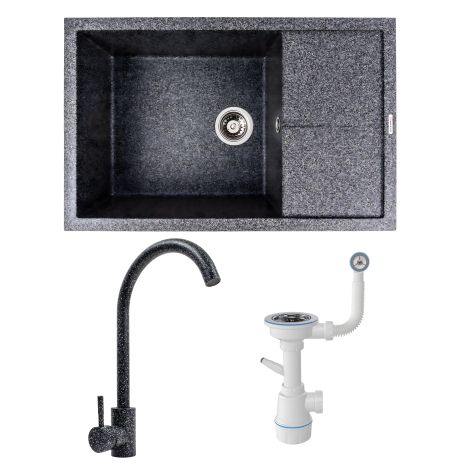 Комплект: Гранитная мойка 7950 CALYPSO и Смеситель Q411MB (Графит)