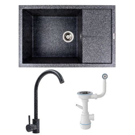 Комплект: Гранитная мойка 7950 CALYPSO и Смеситель Q411MB (Графит)