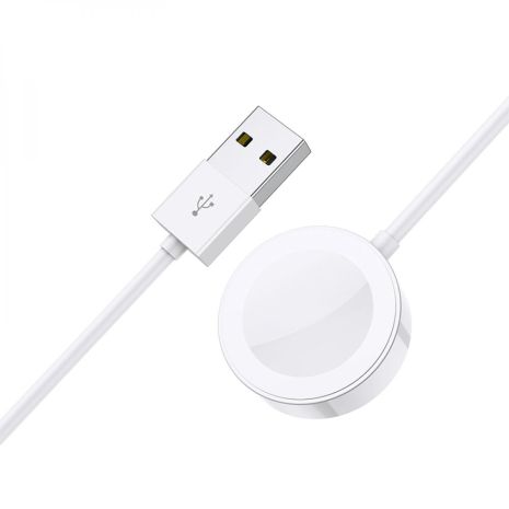 Бездротовий зарядний пристрій Borofone BQ13 для Apple Watch (iWatch 1-8, SE, SE2, Ultra) магнітний, 1.2m, білий