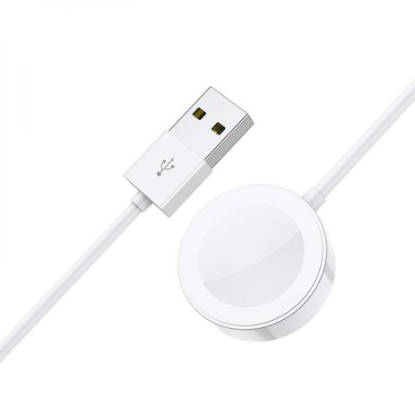 Бездротовий зарядний пристрій Borofone BQ13 для Apple Watch (iWatch 1-8, SE, SE2, Ultra) магнітний, 1.2m, білий
