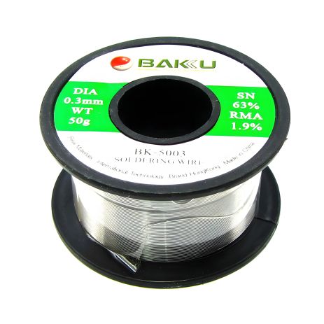 Припій Baku BK-5003 (0.3 мм, Sn 63%, Pb 35.1%, rma 1.9%) Припій Baku BK-5003 (0.3 мм, Sn 63%, Pb 35.1%, rma 1.9%)