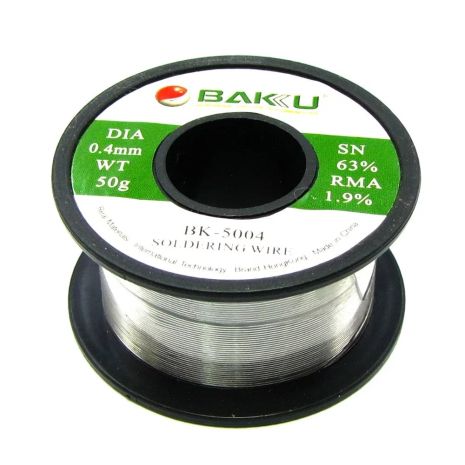 Припій Baku BK-5004 (0.4 мм, Sn 63%, Pb 35.1%, rma 1.9%)