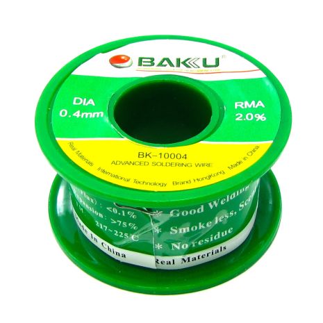 Припій Baku BK-10004 (0.4 мм, Sn 97%, Ag 0.3%, Cu 0.7%, rma 2%)
