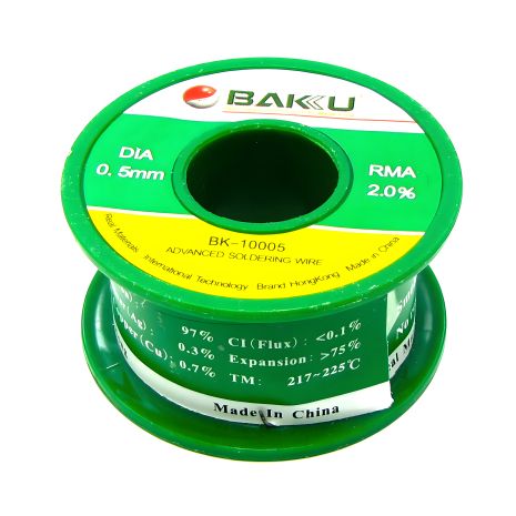 Припій Baku BK-10005 (0.5 мм, 97% Sn, 0.3% Ag, Cu 0.7%, rma 2%)