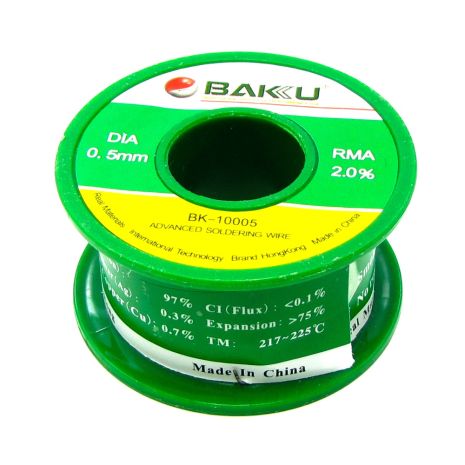 Припій Baku BK-10005 (0.5 мм, Sn 97%, Ag 0.3%, Cu 0.7%, rma 2%)