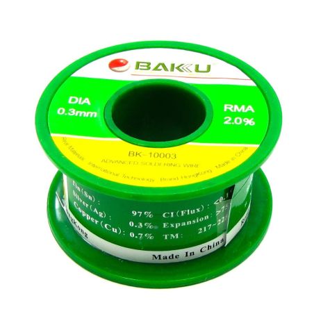 Припій Baku BK-10003 (0.3 мм, Sn 97%, Ag 0.3%, Cu 0.7%, rma 2%)