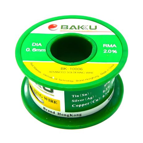 Припій Baku BK-10006 (0.6 мм, Sn 97%, Ag 0.3%, Cu 0.7%, rma 2%) Припій Baku BK-10006 (0.6 мм, Sn 97%, Ag 0.3%, Cu 0.7%, rma 2%)
