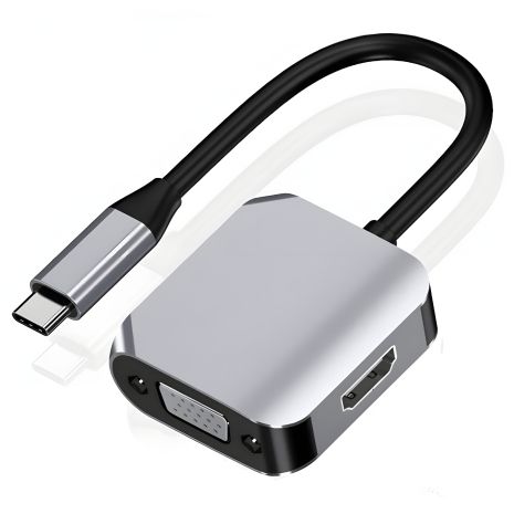 HDMI 4K + VGA 1080p Type-C адаптер 2-в-1 для ноутбуків і смартфонів
