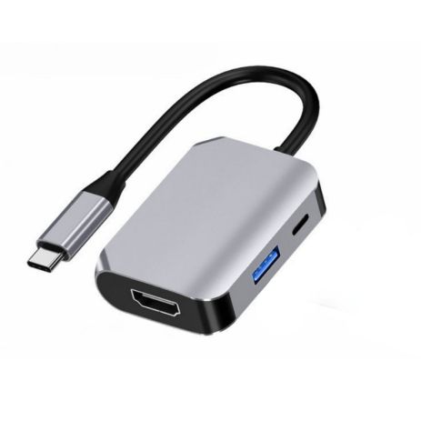 Type-C адаптер 3-в-1 HDMI 4K + USB 3.0 + швидка зарядка PD 60W