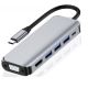 Type-C адаптер 6-в-1 HDMI 4K + VGA + 3 USB 3.0 + PD 100W