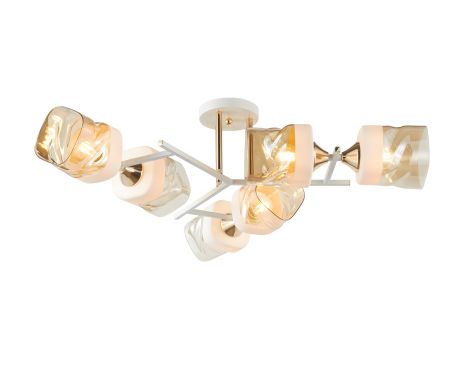 Потолочная люстра на 6 плафонов 6358-6 (Белый+Золото) Потолочная люстра на 6 плафонов 6358-6 (Белый+Золото)