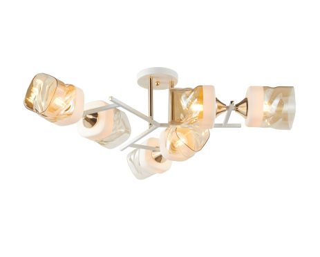 6358-6 Люстра стельова на 6 плафонів (Білий+Золото) 6358-6 Люстра стельова на 6 плафонів (Білий+Золото)