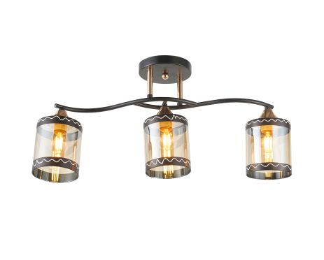 Стельова люстра на 3 плафони 6380-3 (Чорний+Золото)