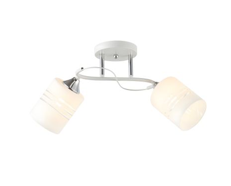 Люстра стельова на 2 плафони 6390-2 (Білий+Хром) Люстра стельова на 2 плафони 6390-2 (Білий+Хром)