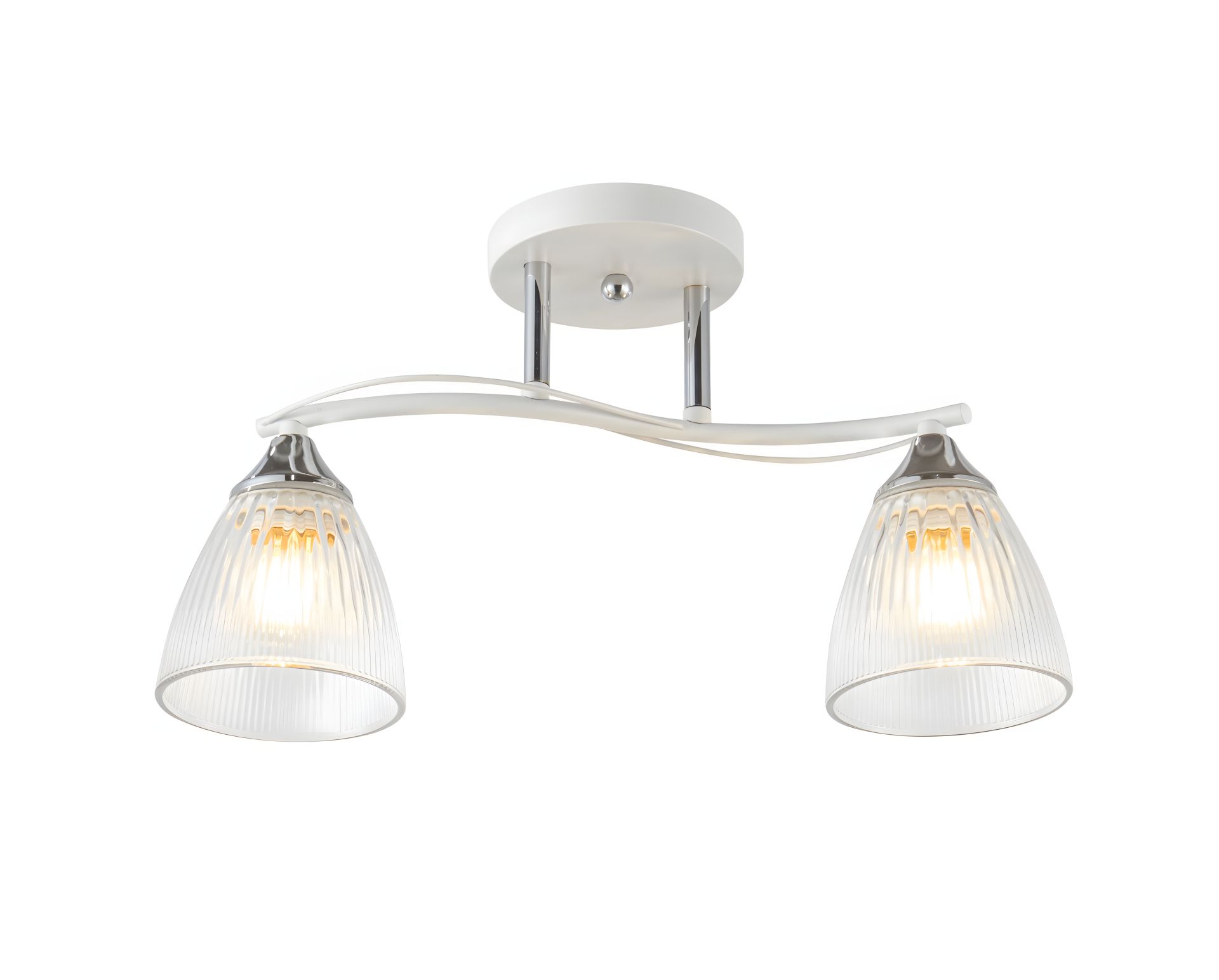 Люстра стельова на 2 плафони 6378-2 (Білий+Хром) Люстра стельова на 2 плафони 6378-2 (Білий+Хром)