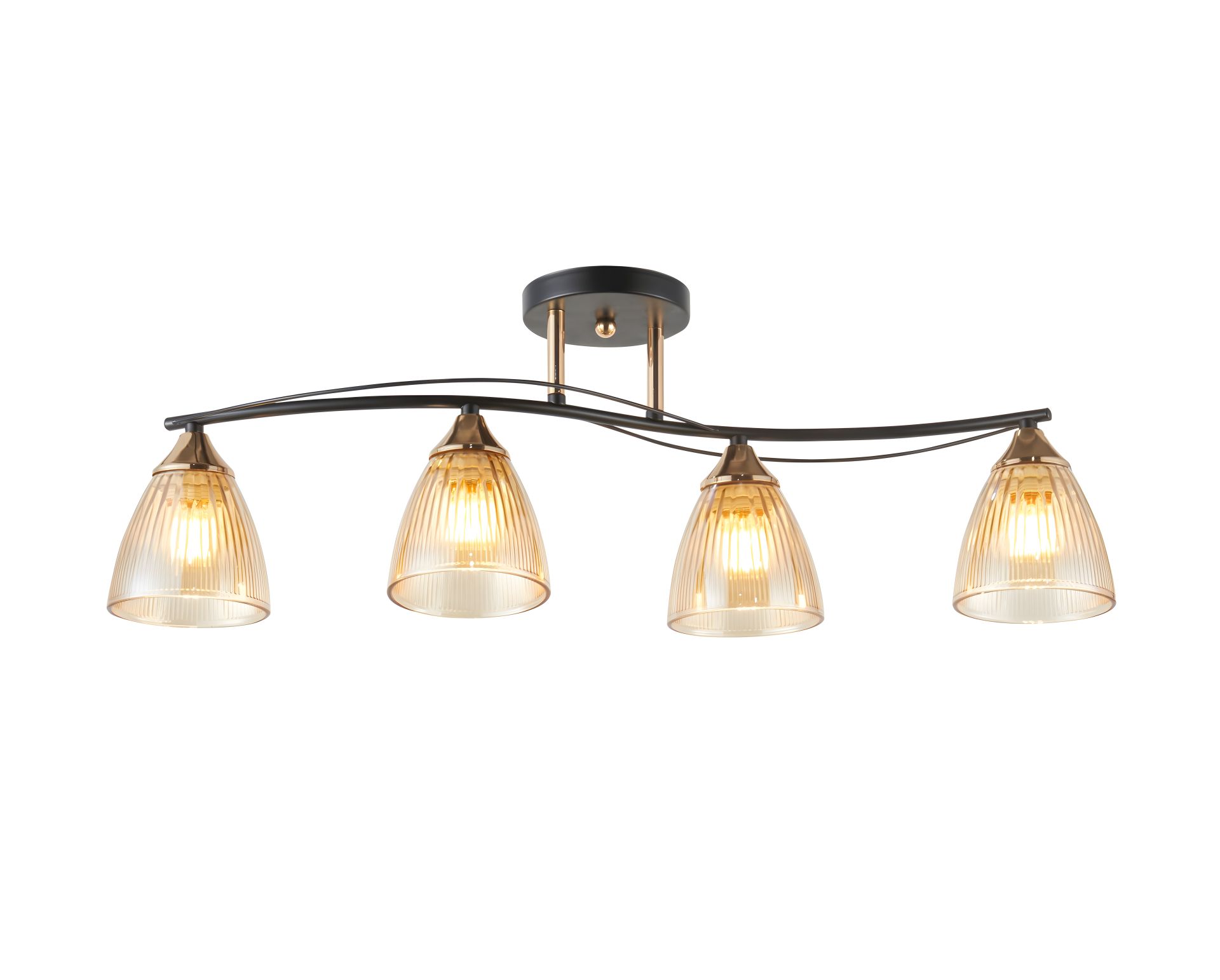 Стельова люстра на 4 плафони (чорний+золото), модель 6377-4 Стельова люстра на 4 плафони (чорний+золото), модель 6377-4