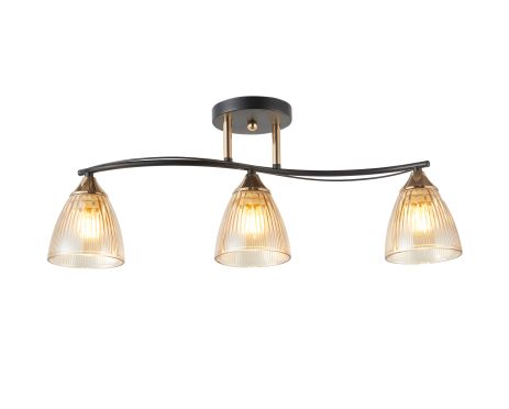 Люстра потолочная на 3 плафона INTEREES IS 6377-3 (Черный+Золото)