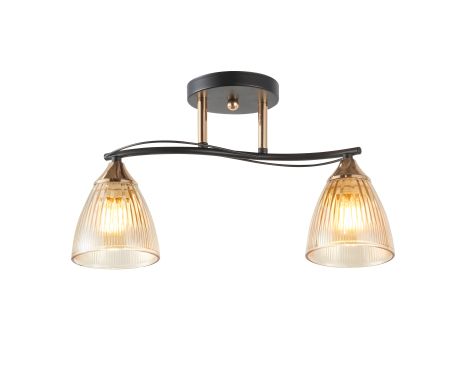 Люстра потолочная на 2 плафона INTEREES IS 6377-2 (Черный+Золото)