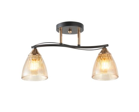 Стельова люстра на 2 плафони IS 6377-2 (Чорний+Золото)