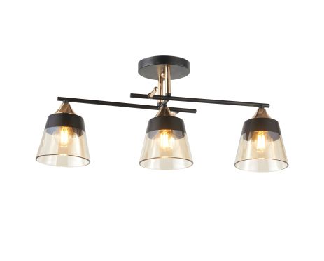 Потолочная люстра с 3 плафонами 6312-3 (Черный+Золото)