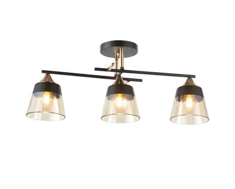 Потолочная люстра с 3 плафонами 6312-3 (Черный+Золото)