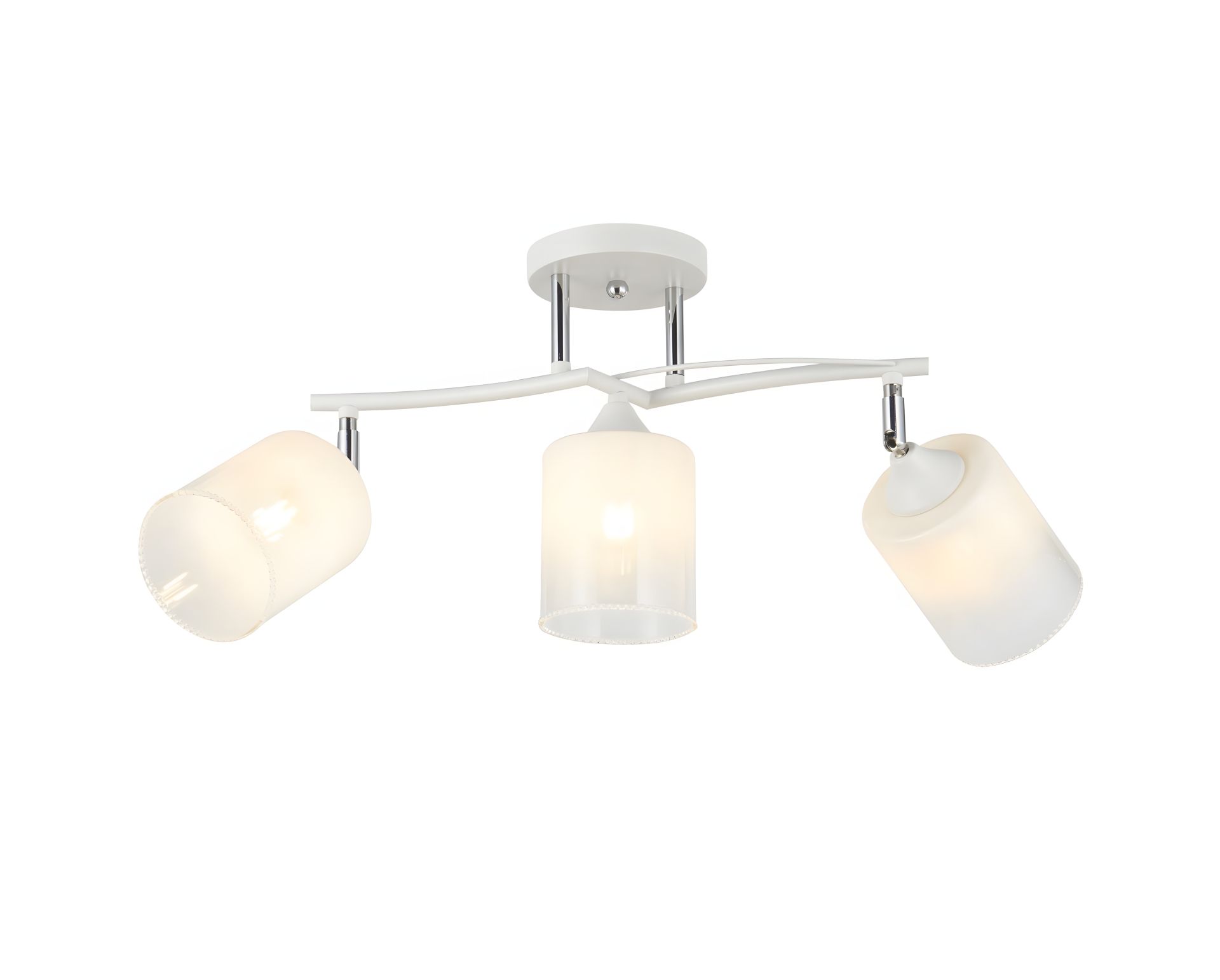 Стельова люстра на 3 плафони, білий+хром 6315-3 Стельова люстра на 3 плафони, білий+хром 6315-3