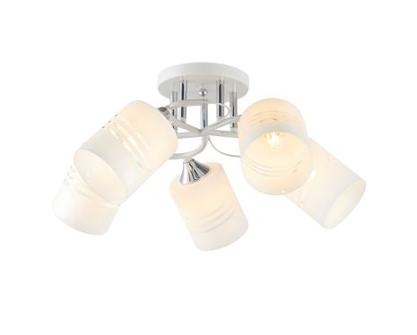 Люстра потолочная на 5 плафонов 6390-5 (Белый+Хром) Люстра потолочная на 5 плафонов 6390-5 (Белый+Хром)