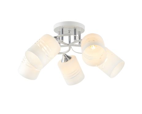 Люстра потолочная на 5 плафонов 6390-5 (Белый+Хром)