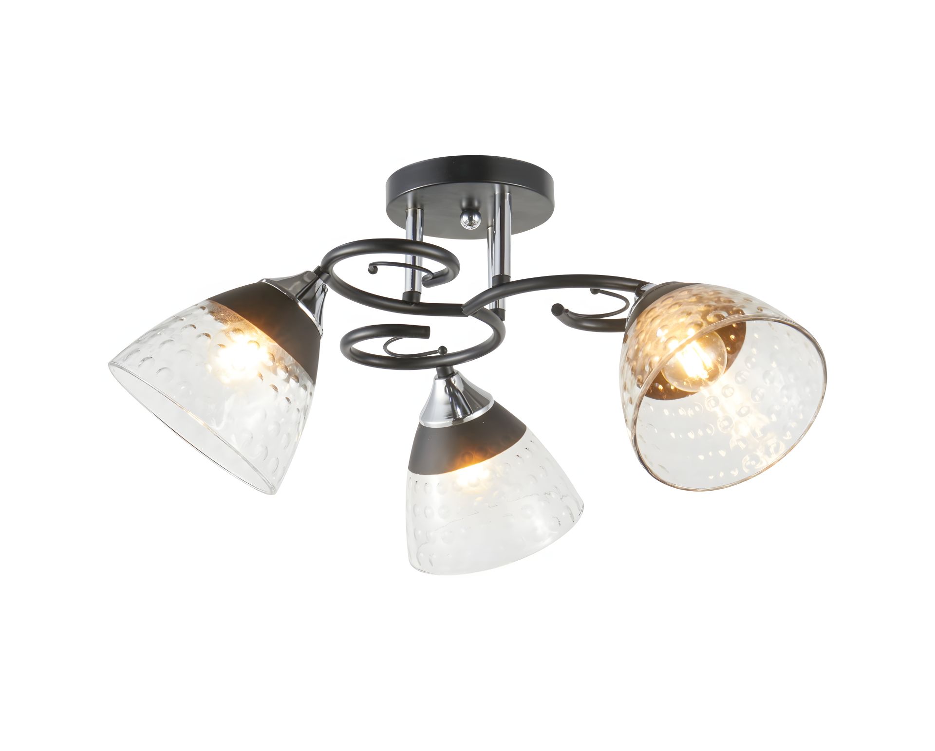 Люстра стельова на 3 плафони IS 6331-3 (Чорний+Хром) елегантного дизайну Люстра стельова на 3 плафони IS 6331-3 (Чорний+Хром) елегантного дизайну