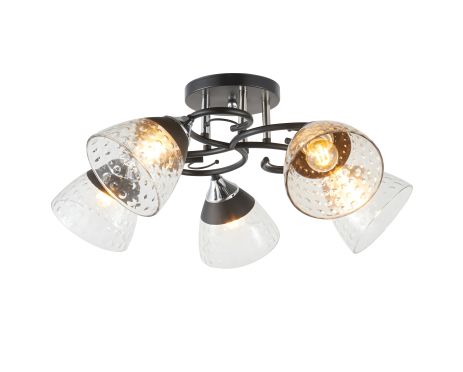Стельова люстра IS 6331-5 з 5 плафонами (Чорний+Хром)