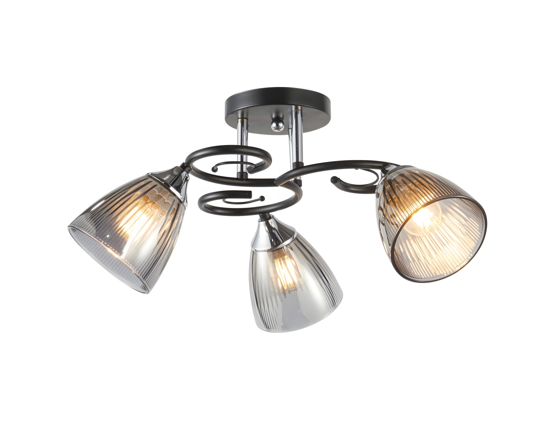 Люстра стельова на 3 плафони 6332-3 (Чорний+Хром) Люстра стельова на 3 плафони 6332-3 (Чорний+Хром)