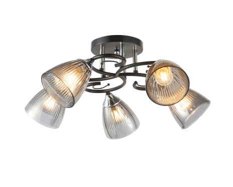 Люстра стельова з 5 плафонами IS 6332-5 (Чорний+Хром) Люстра стельова з 5 плафонами IS 6332-5 (Чорний+Хром)