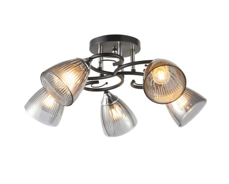 Люстра стельова з 5 плафонами IS 6332-5 (Чорний+Хром)