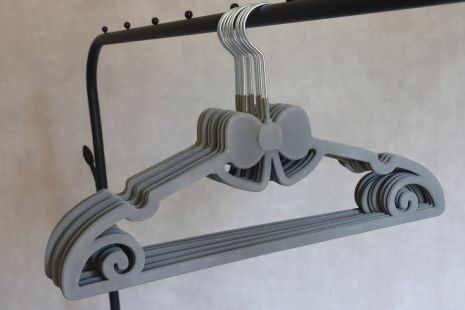 Набір з 10 велюрових вішалок для одягу, 101072/grey