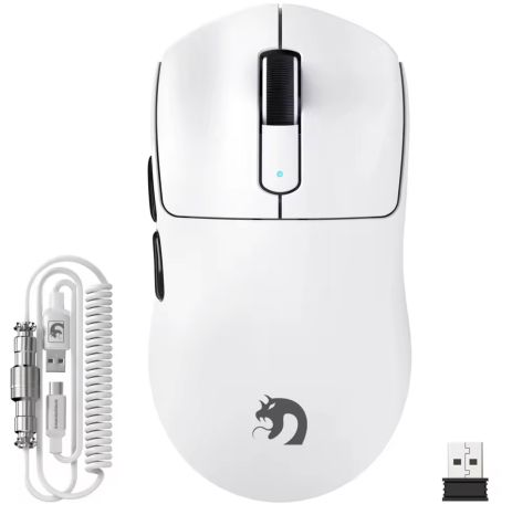 Ігрова Миша MAMBASNAKE M3 Спіральний кабель, PAW3395PRO, 40 000 DPI, мікроперемикач Omron Біла