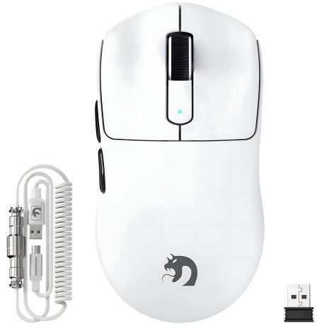 Ігрова Миша MAMBASNAKE M3 з спіральним кабелем, PAW3395PRO, 40 000 DPI, мікроперемикач Omron Біла Ігрова Миша MAMBASNAKE M3 з спіральним кабелем, PAW3395PRO, 40 000 DPI, мікроперемикач Omron Біла