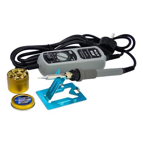 Паяльник з портативним блоком управління WEP 908+ у блістері з підставкою (65W, аналогове регулювання t 200-480 гр C, жало 900M) Паяльник з портативним блоком управління WEP 908+ у блістері з підставкою (65W, аналогове регулювання t 200-480 гр C, жало 900M)