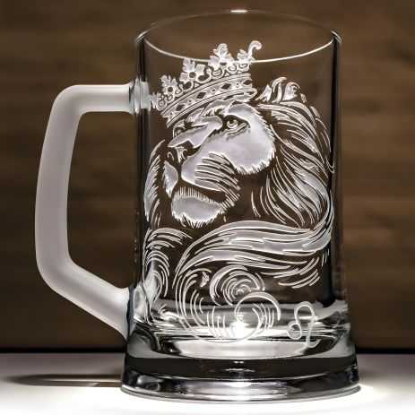 Бокал пивний з гравіюванням "ЛЕВ знак зодіаку"