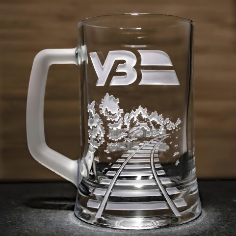 Келих пивний з гравіюванням логотипу УЗ - подарунок для працівника Укрзалізниці